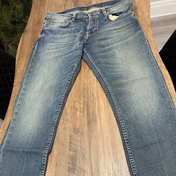 Nudie Jeans 36/32 Hemmed to a 30 Length  in Natural Worn - Picture 1 of 4